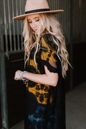 Cheri Scallop Lace Duster - Black  - Three Bird Nest