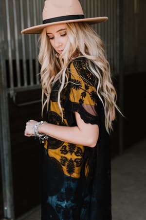 Cheri Scallop Lace Duster - Black - Three Bird Nest