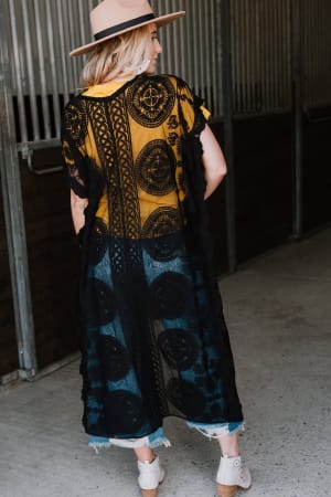 Cheri Scallop Lace Duster - Black - Three Bird Nest