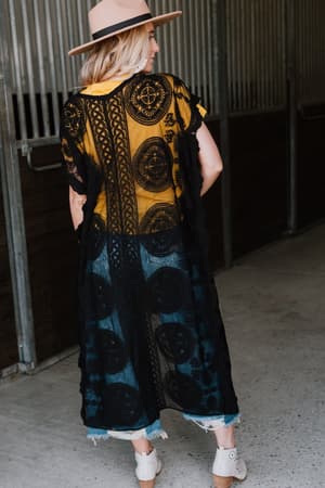 Cheri Scallop Lace Duster - Black - Three Bird Nest
