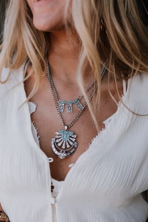 Spring Sun Necklace - Turquoise  - Three Bird Nest
