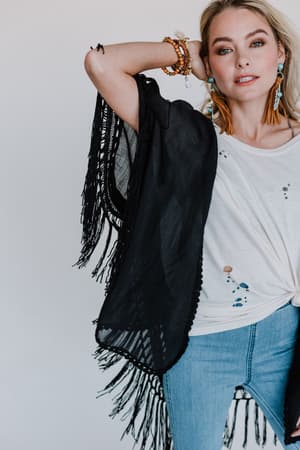 Dreamy Macramé Kimono - Black - Three Bird Nest