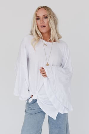 bell-sleeve-baseball-tee-white/White