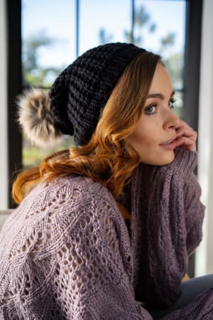 aspen-waffle-knit-faux-fur-beanie-black/Black