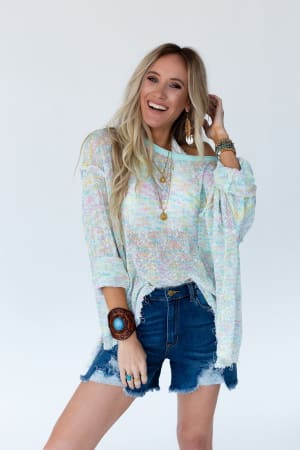 Speckled Beauty Pullover Sweater - Mint  |  Sweaters  - Three Bird Nest