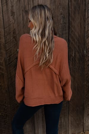 fireside-talks-balloon-sleeve-sweater-rust/Rust