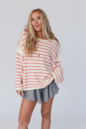 all-my-stripes-oversized-sweater-cream-pink/Cream Pink