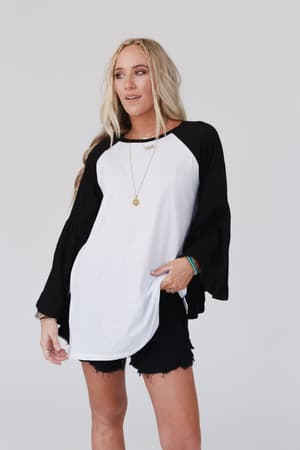 bell-sleeve-baseball-tee-black/Black