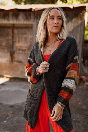 Danny Striped Sleeve Cardigan: undefined