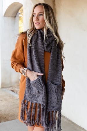Kolby Knitted Pocket Scarf: undefined