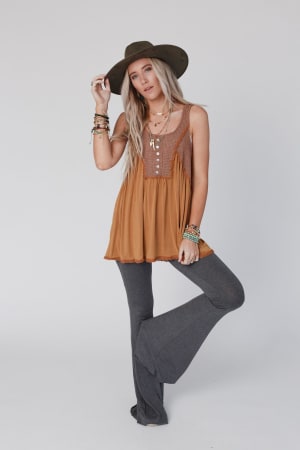 dylan-solid-raw-edge-flare-pant-charcoal/Charcoal