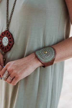 Grecian Leather Cuff Bracelet: undefined