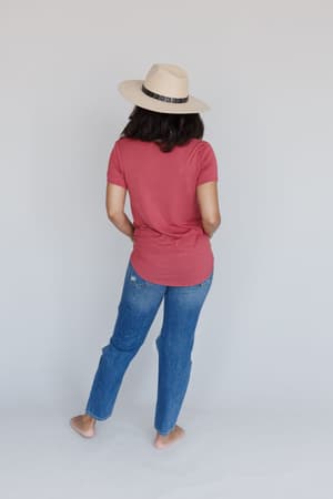 3BN Scoop Neck Bralette Tee - Marsala | Tops - Three Bird Nest