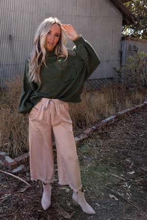 fireside-talks-balloon-sleeve-sweater-olive/Olive