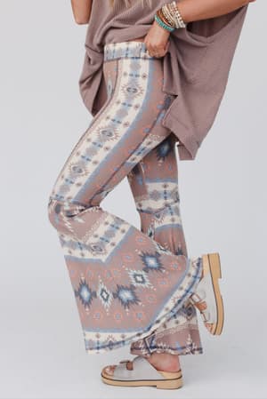 The Nest Boho Bliss Ribbed Flare Pants: undefined