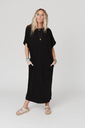 laurel-short-sleeve-maxi-dress-black/Black