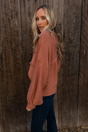 fireside-talks-balloon-sleeve-sweater-rust/Rust