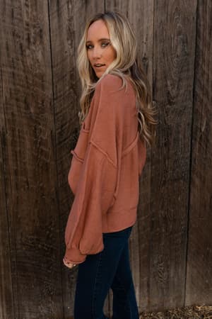 fireside-talks-balloon-sleeve-sweater-rust/Rust