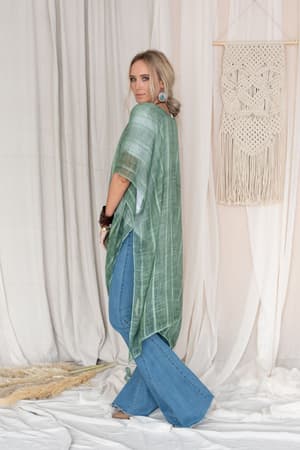Desert Sunset Striped Kimono - Sage | Kimonos - Three Bird Nest