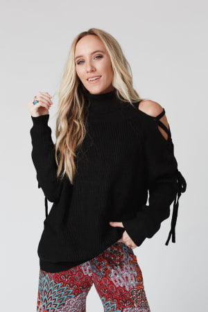 Roxy Criss Cross Tie Shoulder Sweater: undefined