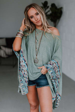 Fallon Embroidered Sleeve Poncho: undefined