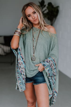 Fallon Embroidered Sleeve Poncho: undefined