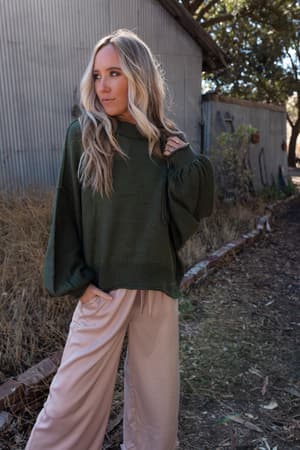 fireside-talks-balloon-sleeve-sweater-olive/Olive
