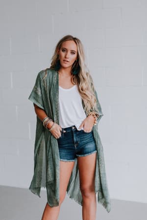 Sunny Afternoon Duster Kimono - Sage - Three Bird Nest