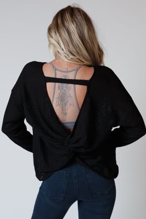 flattering-open-back-thermal-knit-top-black/Black
