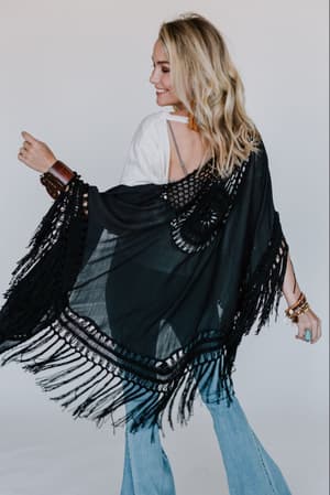Dreamy Macramé Kimono - Black - Three Bird Nest