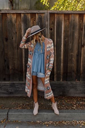 Multi / Santa Fe Rose Duster Cardigan in Multi