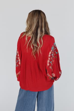 frida-embroidered-dolman-sleeve-top-rust/Red Orange