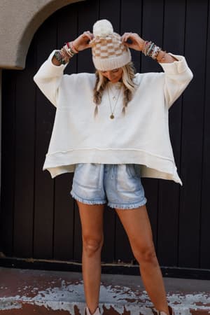 Dana Oversized Diamond Texture Sweater: undefined