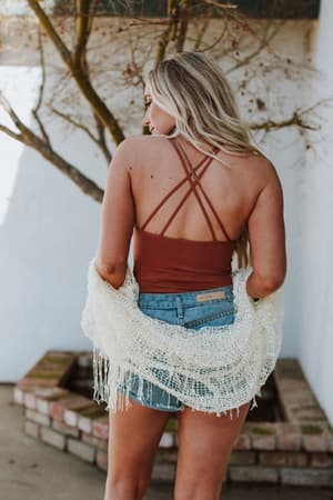 Kira Seamless Cutout Bodysuit - Rust - Three Bird Nest