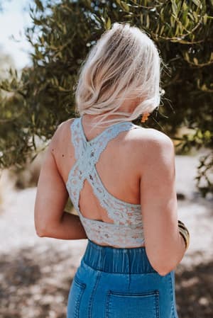 Peyton Lace Cross Back Bralette - Seafoam - Three Bird Nest