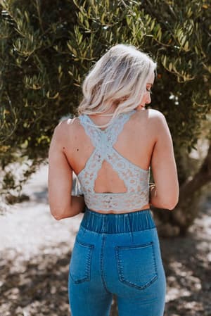 Peyton Lace Cross Back Bralette - Seafoam - Three Bird Nest