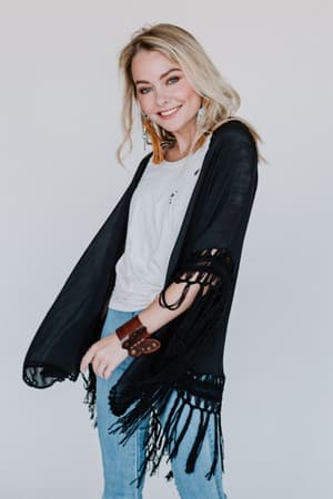 Dreamy Macramé Kimono - Black - Three Bird Nest