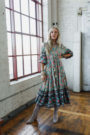 Wandering Soul Printed Midi Dress: undefined