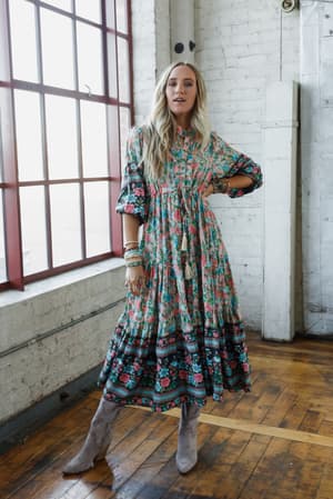 Wandering Soul Printed Midi Dress: undefined