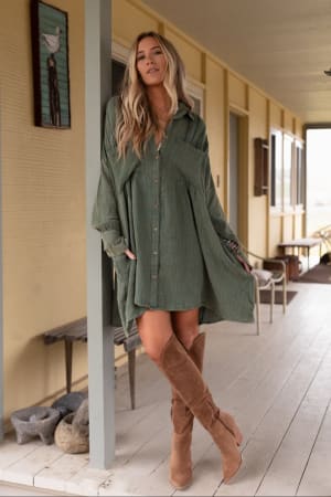 Marci Button Down Tunic Dress: undefined