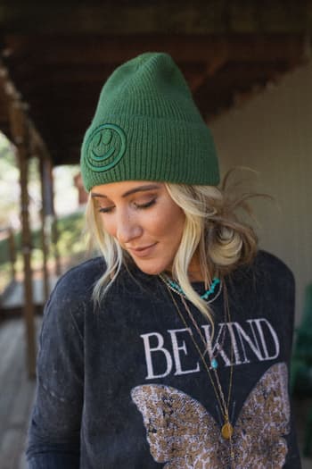 nesta-smiley-beanie-green/Green