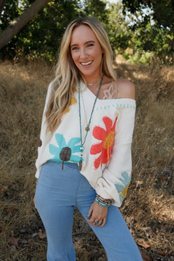 good-mood-flower-print-sweater-ivory/Ivory
