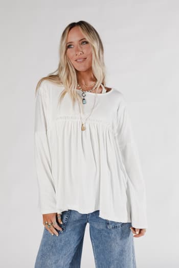 solid-serenity-long-sleeve-babydoll-top-ivory/Ivory