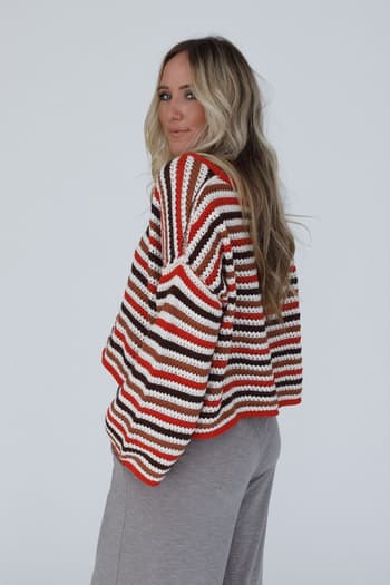 meadow-crochet-striped-top-brick-multi/Red