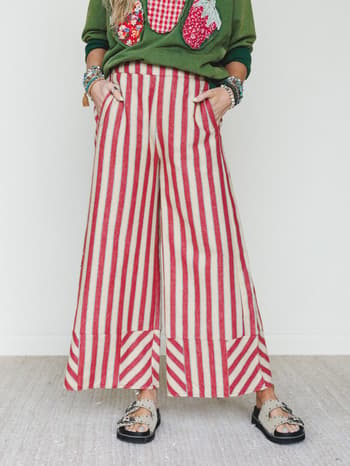 Star of the Sun Striped Pants
 - Red L / Red