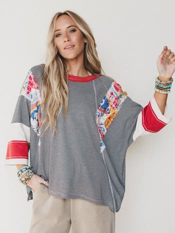 Britt Patchwork Top - Black XL