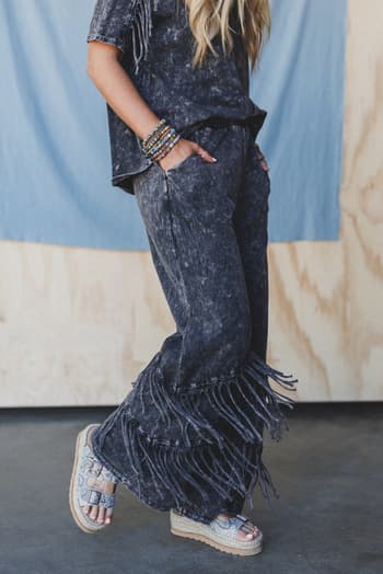 wild-route-fringe-pants-black/Black