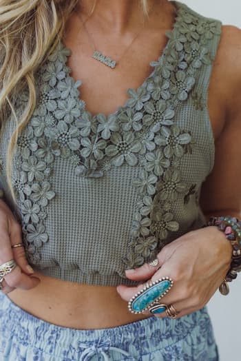 flower-patch-cropped-tank-olive/Olive