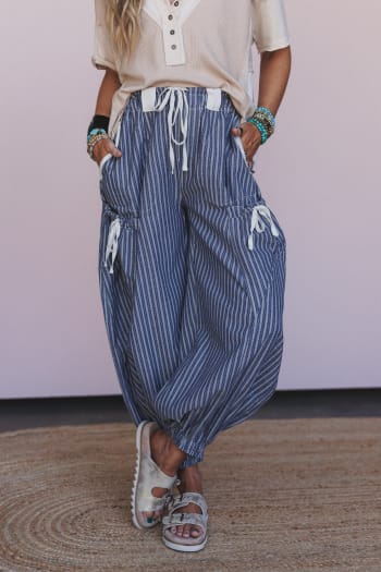sunday-social-striped-drawstring-joggers-blue/Blue