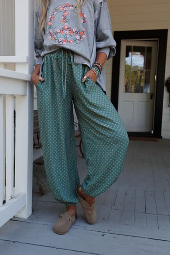 mystic-mirage-printed-joggers-teal/Teal